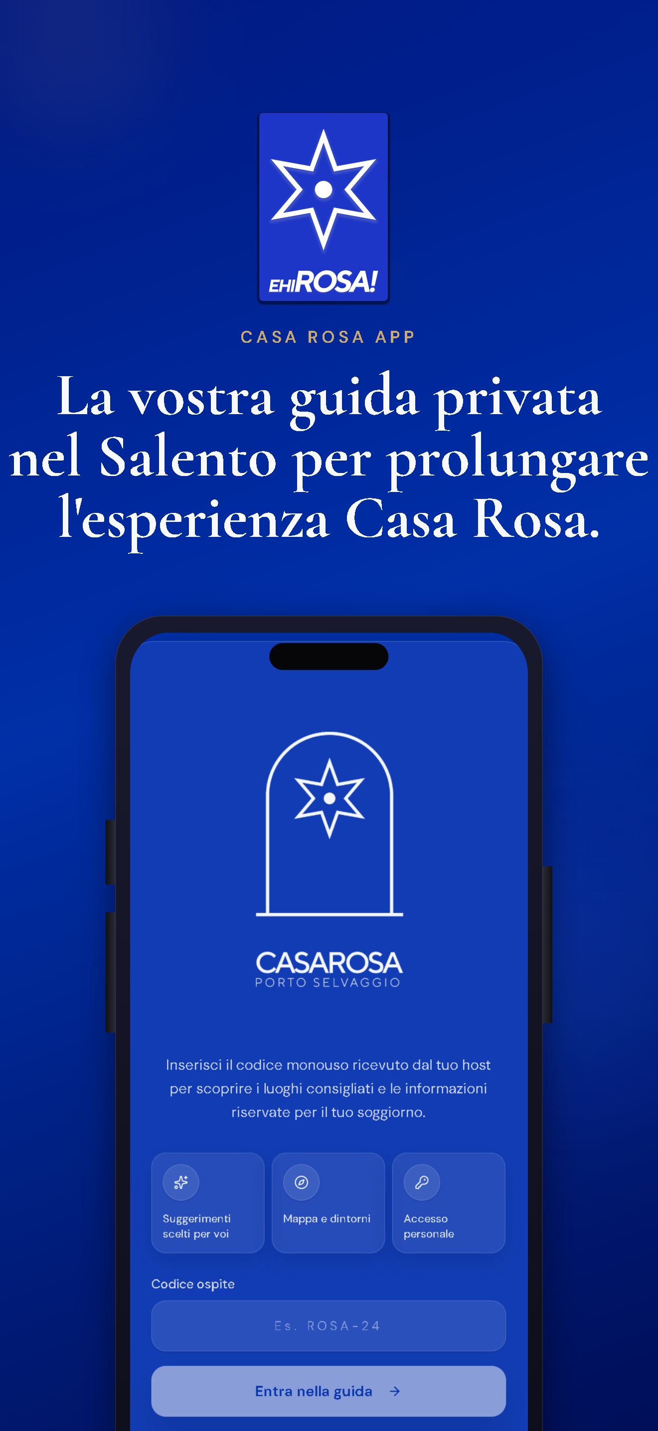 Anteprima accesso privato dell'app EhiROSA