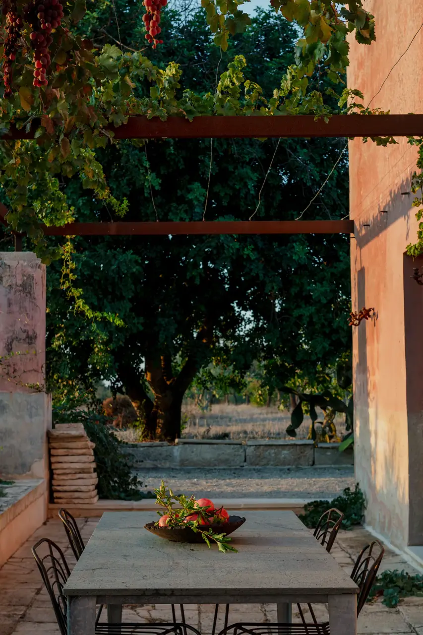 Giardino di Casa Rosa tra ulivi, cipressi e vegetazione mediterranea